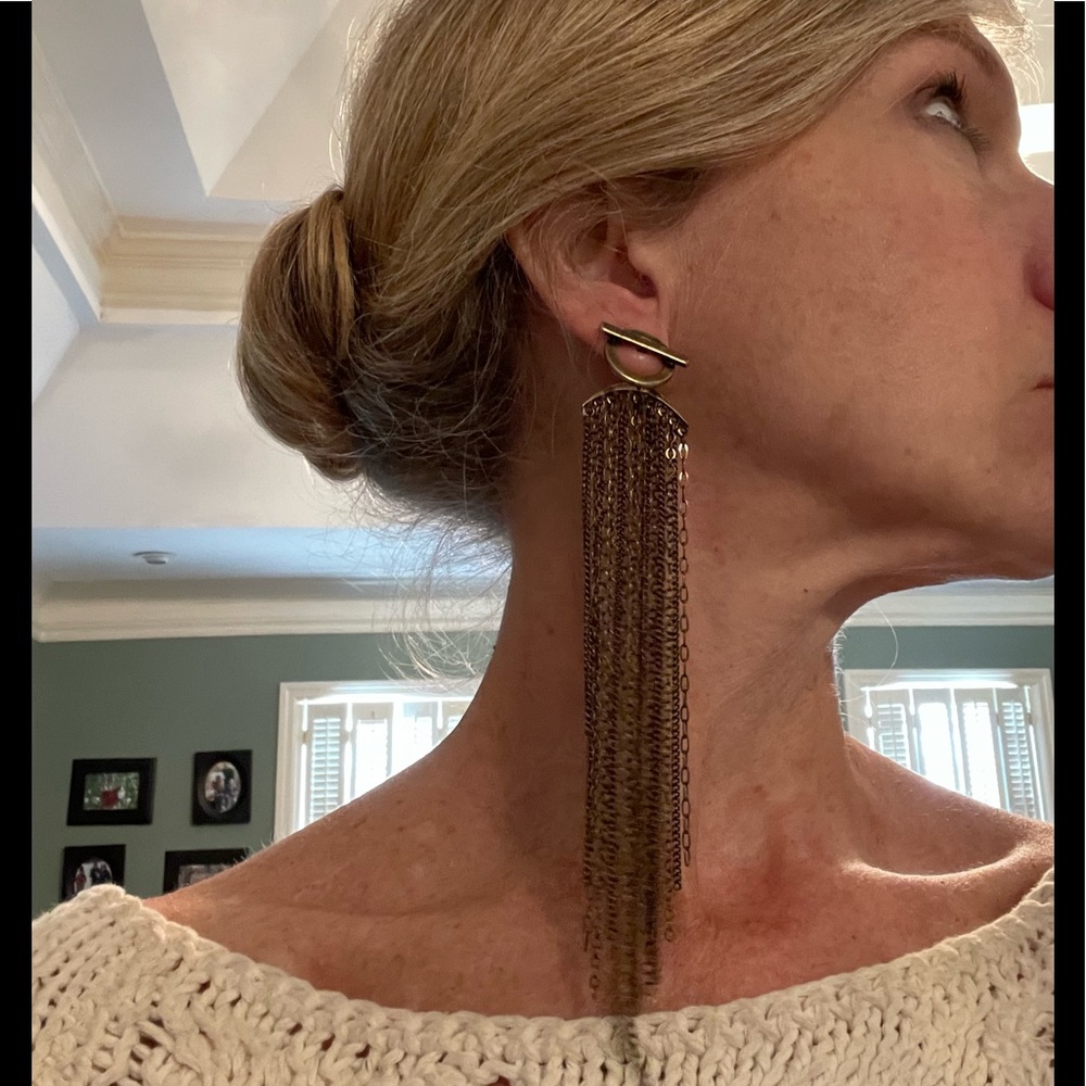 Free People Gold and Brass Chain Earrings - Picture 2 of 7